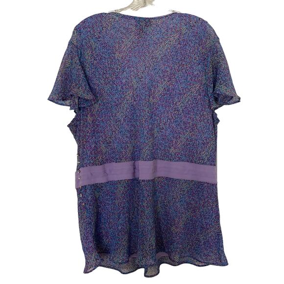 LANE BRYANT Women's Size 26/28 Flutter Sleeve Peplum Chiffon V-Neck Blouse - Picture 8 of 8